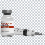 Covid-19 vaccine injection glass bottle with syringe
