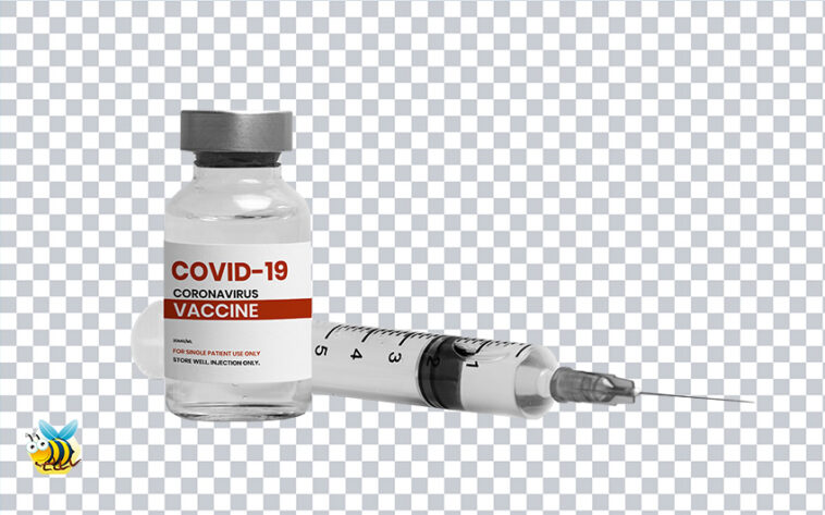 Covid-19 vaccine injection glass bottle with syringe
