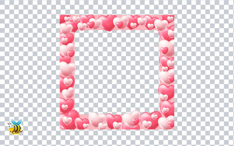 Transparent Pink Hearts Frame PNG