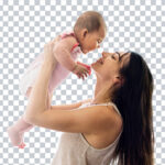 Young mom holding her baby png