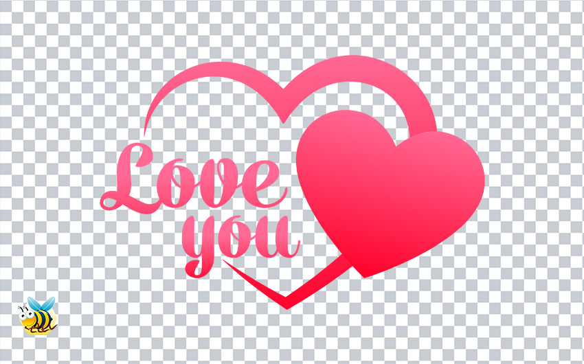 Love You Pink Heart PNG