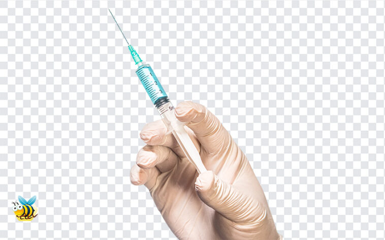 Hand holding syringe PNG