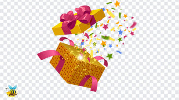 Gift Box With Confetti PNG