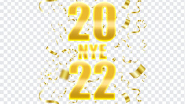 NYE 2022 PNG, NYE 2022, 2022 PNG, Gold Confetti 2022, NYE,