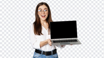 Girl Showing Laptop, Girl Showing, Girl Showing Laptop PNG, Girl, PNG Images, Transparent Files, png free, png file,
