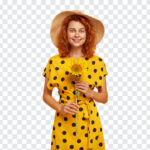 Girl in Yellow Dress with Sunflower, Girl in Yellow Dress with, Girl in Yellow Dress with Sunflower PNG, Girl in Yellow Dress, PNG Images, Transparent Files, png free, png file,
