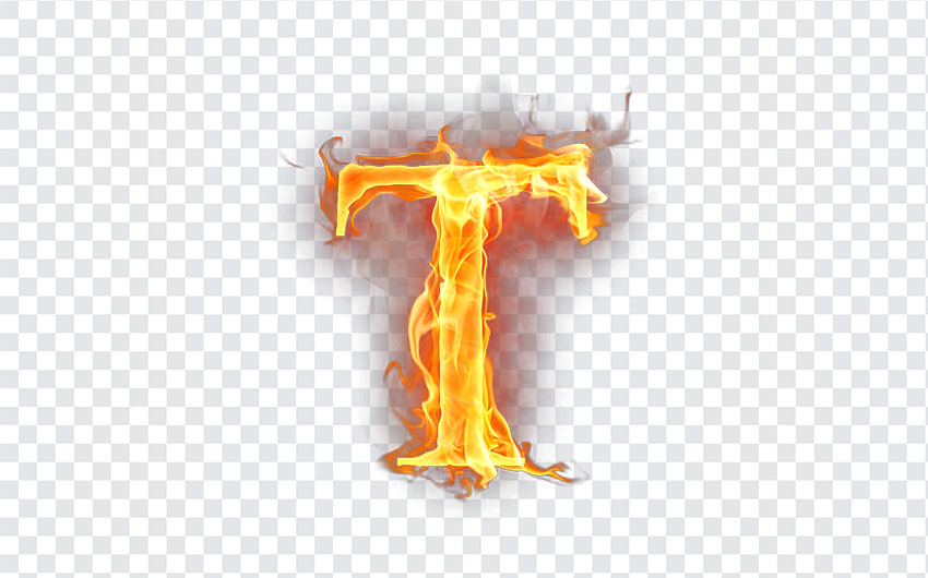 letter t on fire