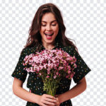 Happy Girl With Flower Bouquet, Happy Girl With Flower, Happy Girl With Flower Bouquet PNG, Happy Girl With, PNG, PNG Images, Transparent Files, png free, png file,