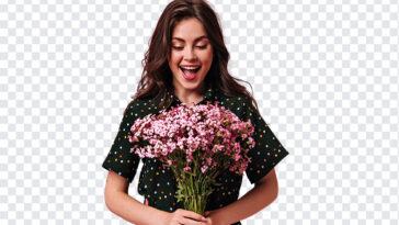 Happy Girl With Flower Bouquet, Happy Girl With Flower, Happy Girl With Flower Bouquet PNG, Happy Girl With, PNG, PNG Images, Transparent Files, png free, png file,