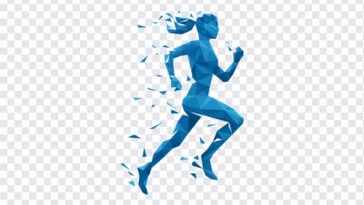 Geometric Running Girl, Geometric Running, Geometric Running Girl PNG, Running Girl PNG, Blue, Geometric, PNG, PNG Images, Transparent Files, png free, png file,