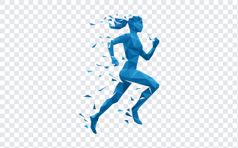 Geometric Running Girl, Geometric Running, Geometric Running Girl PNG, Running Girl PNG, Blue, Geometric, PNG, PNG Images, Transparent Files, png free, png file,