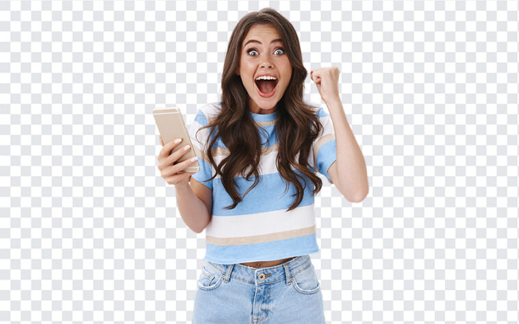 Surprised Girl With Mobile, Girl PNG, Surprised Girl With Mobile PNG, Surprised Girl, PNG, PNG Images, Transparent Files, png free, png file, Free PNG, png download,