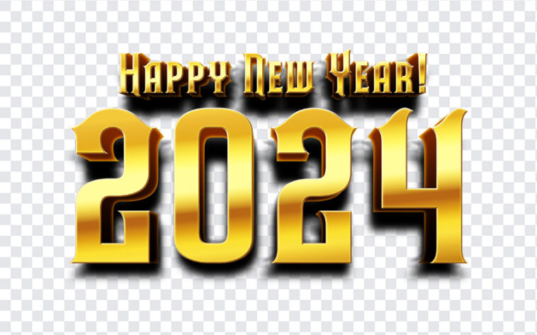 3d Gold Balloon 2024 New Year Symbol, Vectors