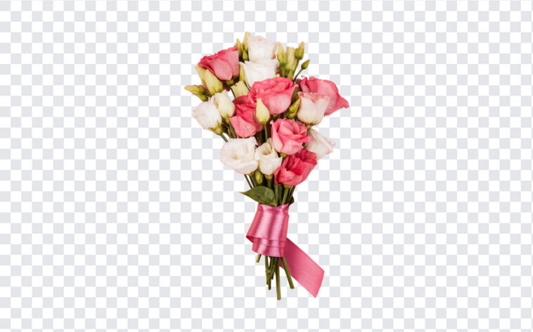Beautiful Roses Bouquet With Pink Ribbon PNG, Roses Bouquet PNG, Flower Bouquet PNG, Beautiful Roses, Roses, PNG, PNG Images, Transparent Files, png free, png file, Free PNG, png download,