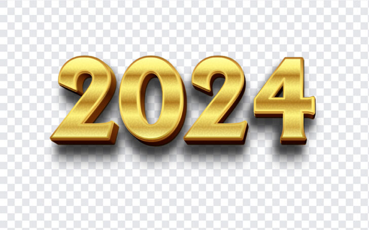 Golden 2024 New Year PNG | Download FREE - Freebiehive