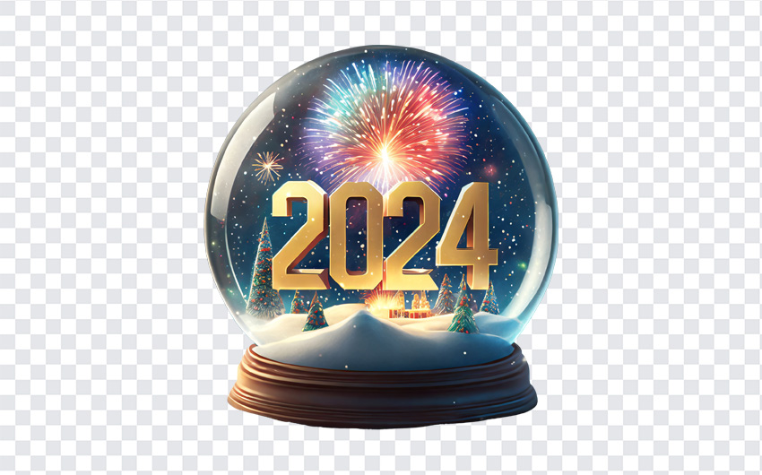 2024 Fireworks Globe PNG