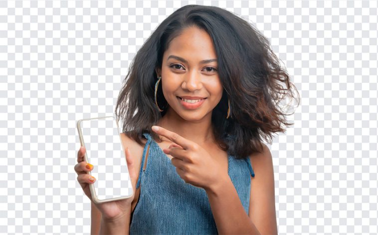 African American Girl Holding a Blank Phone, Girl Holding a Blank Phone, a Blank Phone, African American Girl, Holding a Blank Phone PNG, PNG, PNG Images, Transparent Files, png free, png file, Free PNG, png download,