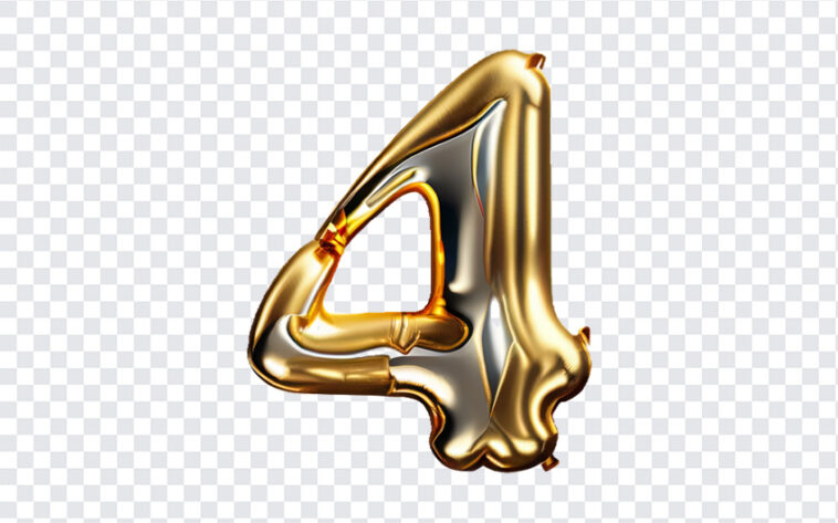 Gold Foil Balloon Number 4, Gold Foil Balloon Number, Gold Foil Balloon Number 4 PNG, Gold Foil Balloon, Balloon Number 4 PNG, Number 4 PNG, PNG, PNG Images, Transparent Files, png free, png file, Free PNG, png download,