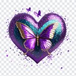 Purple Glitter Heart with Butterfly, Purple Glitter Heart with Butterfly PNG, Purple Glitter Heart, Heart with Butterfly PNG, Glitter Heart PNG, Purple Heart PNG, Heart PNG, PNG, PNG Images, Transparent Files, png free, png file, Free PNG, png download,
