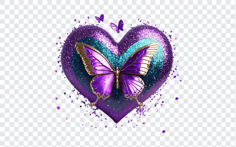 Purple Glitter Heart with Butterfly, Purple Glitter Heart with Butterfly PNG, Purple Glitter Heart, Heart with Butterfly PNG, Glitter Heart PNG, Purple Heart PNG, Heart PNG, PNG, PNG Images, Transparent Files, png free, png file, Free PNG, png download,