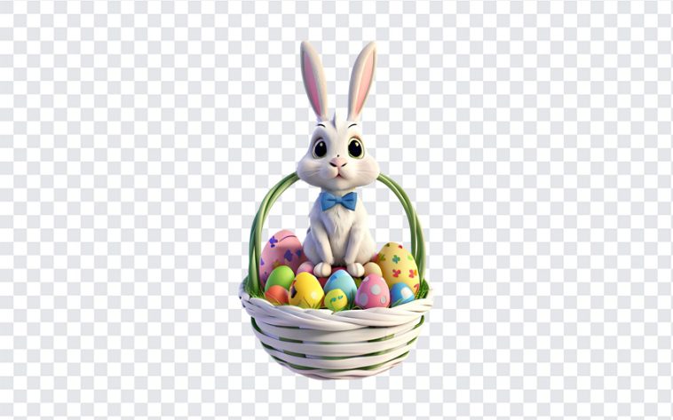 Cute Rabbit with Easter Eggs, Cute Rabbit with Easter, Cute Rabbit with Easter Eggs Basket, Easter Eggs Basket, Cute Rabbit, Easter Eggs, Easter, PNG, PNG Images, Transparent Files, png free, png file, Free PNG, png download,