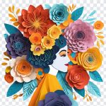 Colorful Paper Woman with, Colorful Paper Woman, Colorful Paper Woman with Flowers, Colorful Paper, PNG, PNG Images, Transparent Files, png free, png file, Free PNG, png download,