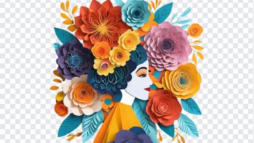 Colorful Paper Woman with, Colorful Paper Woman, Colorful Paper Woman with Flowers, Colorful Paper, PNG, PNG Images, Transparent Files, png free, png file, Free PNG, png download,