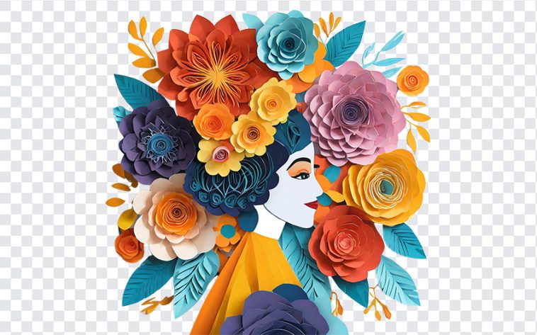 Colorful Paper Woman with, Colorful Paper Woman, Colorful Paper Woman with Flowers, Colorful Paper, PNG, PNG Images, Transparent Files, png free, png file, Free PNG, png download,