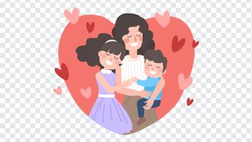 Mother's Day Illustration, Mother's Day, Mother's Day Illustration PNG, Mother, Mother Daughter and Son, Mother's Love, Heart PNG, PNG, PNG Images, Transparent Files, png free, png file, Free PNG, png download,