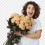 Young Girl with Roses Bouquet, Young Girl with Roses, Young Girl with Roses Bouquet PNG, Young Girl PNG, PNG Images, Transparent Files, png free, png file, Free PNG, png download,
