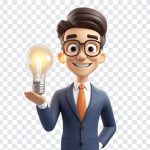 3D Business Person With Idea Light Bulb, 3D Business Person With Idea Light, 3D Business Person With Idea Light Bulb PNG, 3D Business Person With Idea, Idea Light Bulb PNG, Business Person, Cartoon Character, Cartoon Business Character, PNG, PNG Images, Transparent Files, png free, png file, Free PNG, png download,