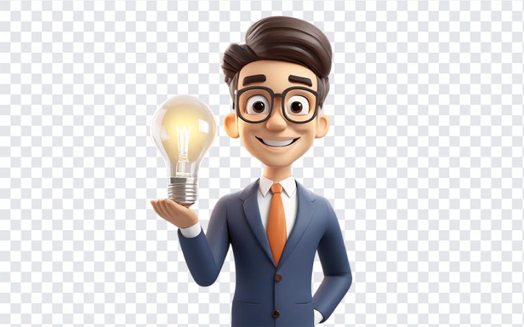 3D Business Person With Idea Light Bulb, 3D Business Person With Idea Light, 3D Business Person With Idea Light Bulb PNG, 3D Business Person With Idea, Idea Light Bulb PNG, Business Person, Cartoon Character, Cartoon Business Character, PNG, PNG Images, Transparent Files, png free, png file, Free PNG, png download,
