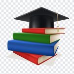 Books with Graduation Hat, Books with Graduation, Books with Graduation Hat PNG, Graduation Hat PNG, Books PNG, PNG, PNG Images, Transparent Files, png free, png file, Free PNG, png download,
