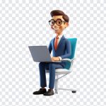Businessman with a Laptop, Businessman with a, Businessman with a Laptop PNG, 3D Businessman, PNG, PNG Images, Transparent Files, png free, png file, Free PNG, png download,