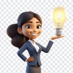 Entrepreneur Girl with Idea Bulb, Entrepreneur Girl with Idea, Entrepreneur Girl with Idea Bulb PNG, Girl with Idea Bulb PNG, Idea Bulb PNG, PNG, PNG Images, Transparent Files, png free, png file, Free PNG, png download,