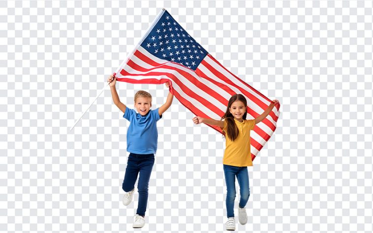 Kids with USA Flag, Kids with USA, July 4th, Freedom Day, Kids with USA Flag PNG, USA, USA Flag PNG, Kid, PNG, PNG Images, Transparent Files, png free, png file, Free PNG, png download,