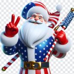 American Santa, American, American Santa PNG, Santa PNG, Christmas, Gifts, Santa Claus, PNG, PNG Images, Transparent Files, png free, png file, Free PNG, png download,