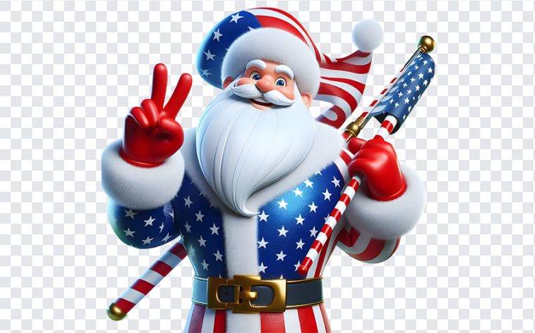 American Santa, American, American Santa PNG, Santa PNG, Christmas, Gifts, Santa Claus, PNG, PNG Images, Transparent Files, png free, png file, Free PNG, png download,