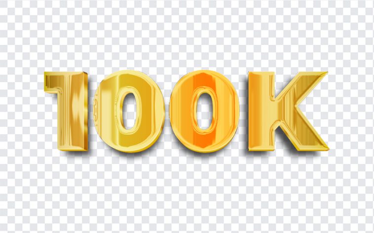 Golden 100K, Golden, Golden 100K PNG, Followers, Social Media, PNG, PNG Images, Transparent Files, png free, png file, Free PNG, png download,