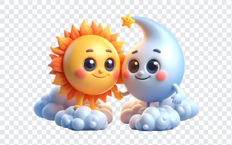 Sun and Moon Character, Sun and Moon, Sun and Moon Character PNG, PNG, PNG Images, Transparent Files, png free, png file, Free PNG, png download,