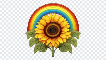 Sunflower with Rainbow, Sunflower with Rainbow PNG, Sunflower, Rainbow PNG, Sunflower PNG, PNG, PNG Images, Transparent Files, png free, png file, Free PNG, png download,