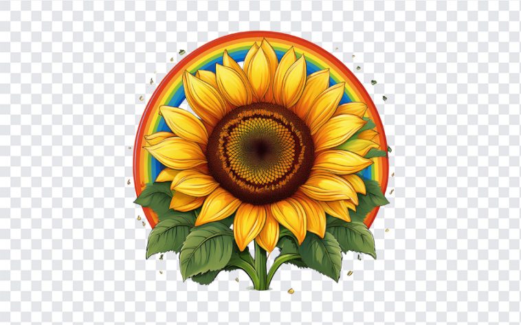 Rainbow and Sunflower, Tshirt Designs, Rainbow and Sunflower PNG, Rainbow, PNG, PNG Images, Transparent Files, png free, png file, Free PNG, png download,