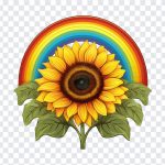 Sunflower with Rainbow, Sunflower PNG, Sunflower with Rainbow PNG, Sunflower, Tshirt Design, Flower PNG, Flowers, PNG, PNG Images, Transparent Files, png free, png file, Free PNG, png download,