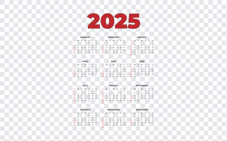 2025 Calendar, 2025, 2025 Calendar PNG, Year 2025, Blank Calendar 2025, Calendar PNG, PNG, PNG Images, Transparent Files, png free, png file, Free PNG, png download,