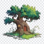 Ghibli Style Tree House, Ghibli Style Tree, Ghibli Style Tree House PNG, Ghibli Style, PNG, PNG Images, Transparent Files, png free, png file, Free PNG, png download,