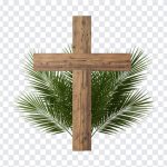 Jeusu Christ Cross PNG, Wooden Cross, Wooden Cross with Palms, Cross, Wooden, PNG, PNG Images, Transparent Files, png free, png file, Free PNG, png download,