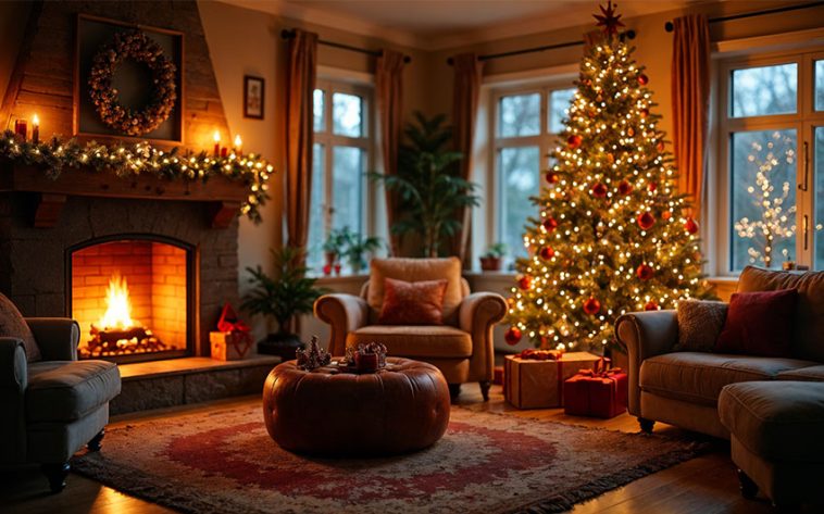 A cozy living room decorated for Christmas, glowing fireplace, Christmas tree with lights and ornaments, warm lighting, realistic photo Cozy Christmas Living Room Christmas Background Christmas Background Christmas Living Room, Cozy Christmas Living Room, Cozy Christmas, Wallpapers, Stock Images, Royalty Free, Stock Photo, PNG, PNG Images, Transparent Files, png free, png file, Free PNG, png download,