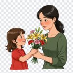 Daughter giving Flower, Daughter giving, Daughter giving Flower PNG, Daughter, PNG, PNG Images, Transparent Files, png free, png file, Free PNG, png download,