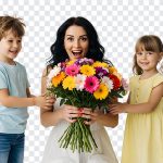 Mother with Flower Bouquet, May 8th, Stock Photo, lower Bouquet PNG, Mother with Flower, Mother with Flower Bouquet PNG, Mother, PNG, PNG Images, Transparent Files, png free, png file, Free PNG, png download,