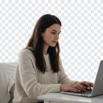 Young Woman Working on Laptop, Young Woman, Laptop PNG, Working on Laptop PNG, Young Woman Working on Laptop PNG, Young Woman Working, PNG, PNG Images, Transparent Files, png free, png file, Free PNG, png download,